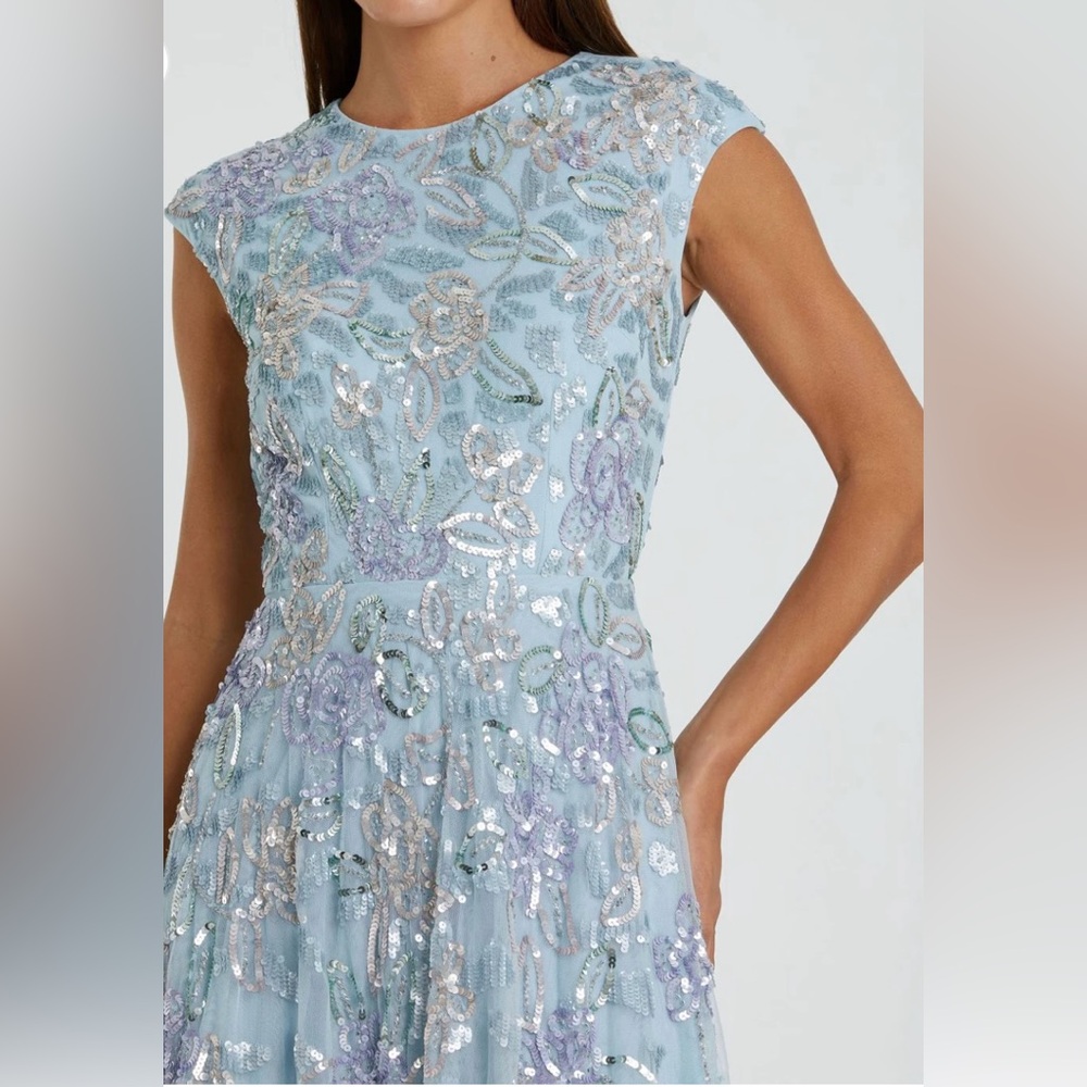 Mac Duggal Blue and Purple Embellished Dress